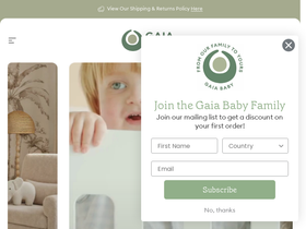 Gaia Baby homepage screenshot