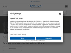 'tamron.eu' screenshot
