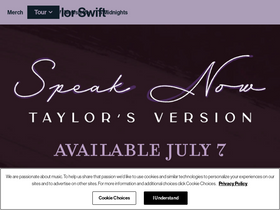 'taylorswift.com' screenshot