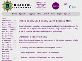 beadiesbeadwork.com homepage screenshot