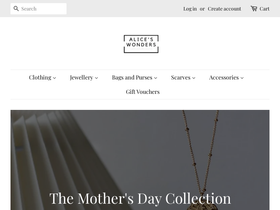 Aliceswonders homepage screenshot