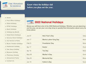'theholidayschedule.com' screenshot