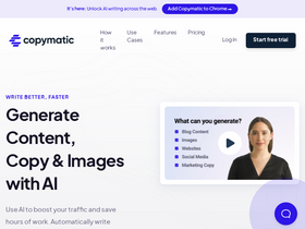 Copymatic - Unleash AI to craft, optimize, and enhance diverse, SEO-friendly content effortlessly.