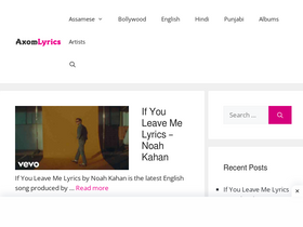 'axomlyrics.com' screenshot