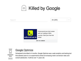 'killedbygoogle.com' screenshot