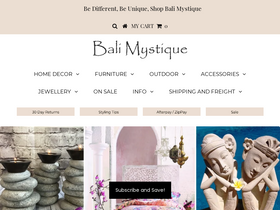 balimystique.com.au homepage screenshot