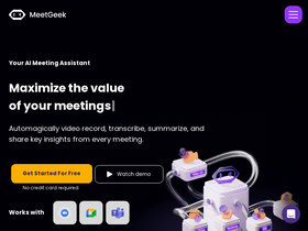 MeetGeek - Automate, summarize, and integrate meetings for peak productivity.