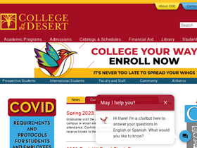 'collegeofthedesert.edu' screenshot
