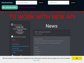 'mediviastats.info' screenshot