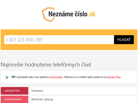 'neznamecislo.sk' screenshot