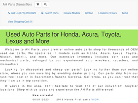 'ahparts.com' screenshot