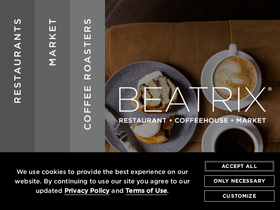 'beatrixrestaurants.com' screenshot