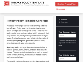 'privacypolicytemplate.net' screenshot