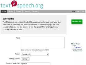 'text2speech.org' screenshot