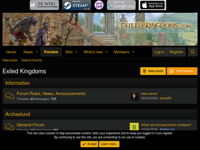 'exiledkingdoms.com' screenshot