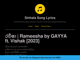 'sinhalasonglyrics.com' screenshot