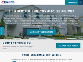 'earthquakeauthority.com' screenshot