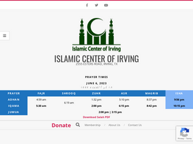'irvingmasjid.org' screenshot