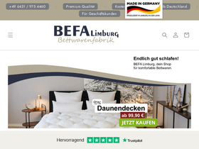 BEFA Limburg Bettwarenfabrik GmbH homepage screenshot