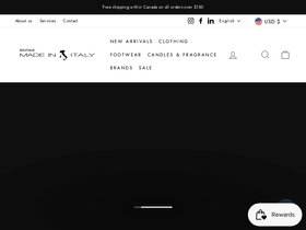 boutiquemadeinitaly.com homepage screenshot