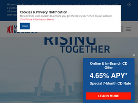 'midwestbankcentre.com' screenshot