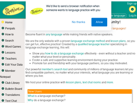 'mylanguageexchange.com' screenshot