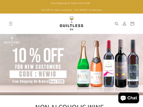 Guiltless Wines homepage screenshot
