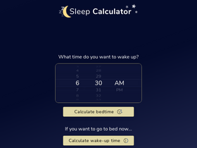 'sleepcalculator.com' screenshot