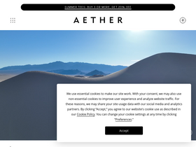 'aetherapparel.com' screenshot