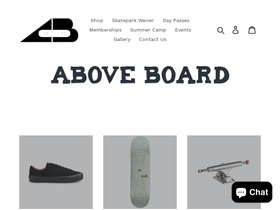 aboveboardskateshop.com homepage screenshot