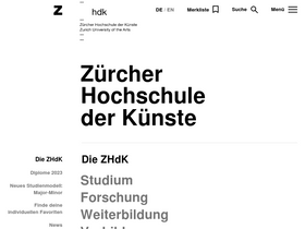 'zhdk.ch' screenshot