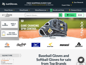 'justballgloves.com' screenshot