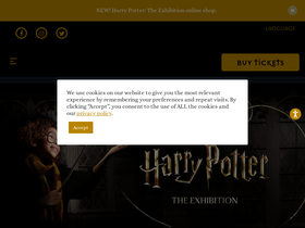 'harrypotterexhibition.com' screenshot