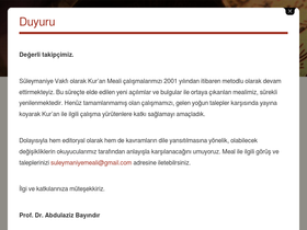 'suleymaniyevakfimeali.com' screenshot