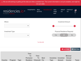 'residencies.io' screenshot