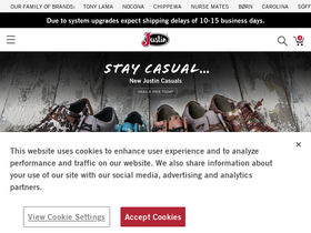 'justinboots.com' screenshot