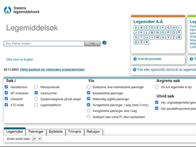 'legemiddelsok.no' screenshot
