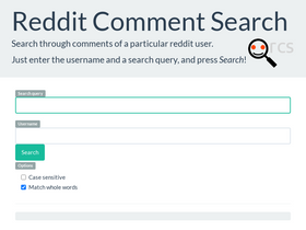 'redditcommentsearch.com' screenshot