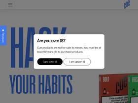 Cue Vapor homepage screenshot