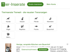 'tier-inserate.ch' screenshot