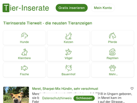 'tier-inserate.ch' screenshot