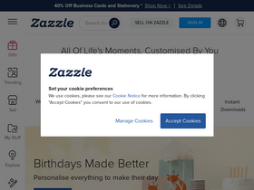 'zazzle.co.uk' screenshot