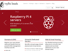 'mythic-beasts.com' screenshot