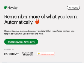 Heyday - Revolutionize data management: AI-driven summarization, recall, and content creation.