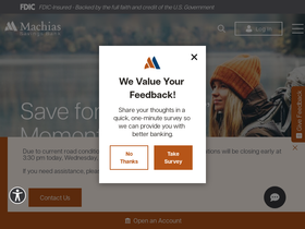 'machiassavings.com' screenshot
