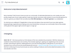 'myvideogamelist.com' screenshot