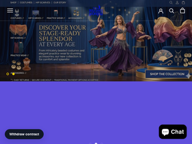 bellydancewebshop.com homepage screenshot