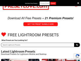 'presetlove.com' screenshot