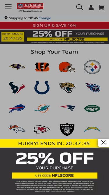 Nfl best sale shop shipping