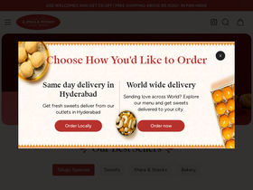 G Pulla Reddy Sweets website screenshot